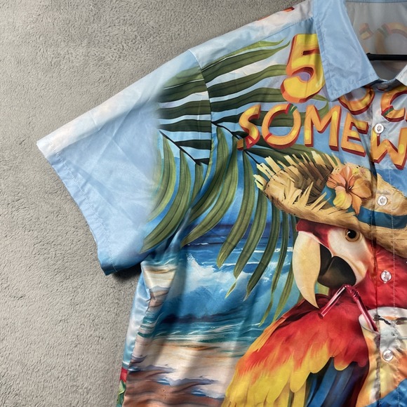 Colorful All Over Print Shirt Men 3XL Button Up Beach Tropical Hawaiian Casual - Picture 3 of 14